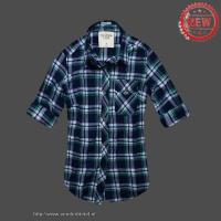 dames abercrombie fitch plaid lang overhemd koningsblauw groen Winkel Arnhem hrpyc201